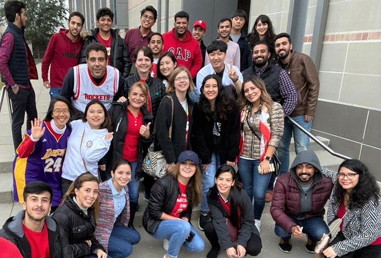ESL Students outside of a Rockets Game 