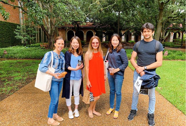 Ivonne (first from left) often strolled around campus with her classmates.