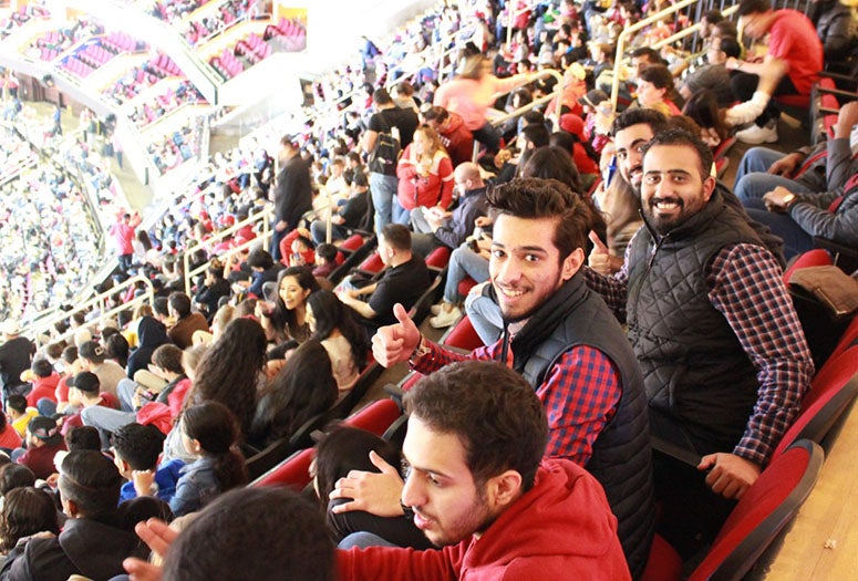 ESL Students watching a Rockets game