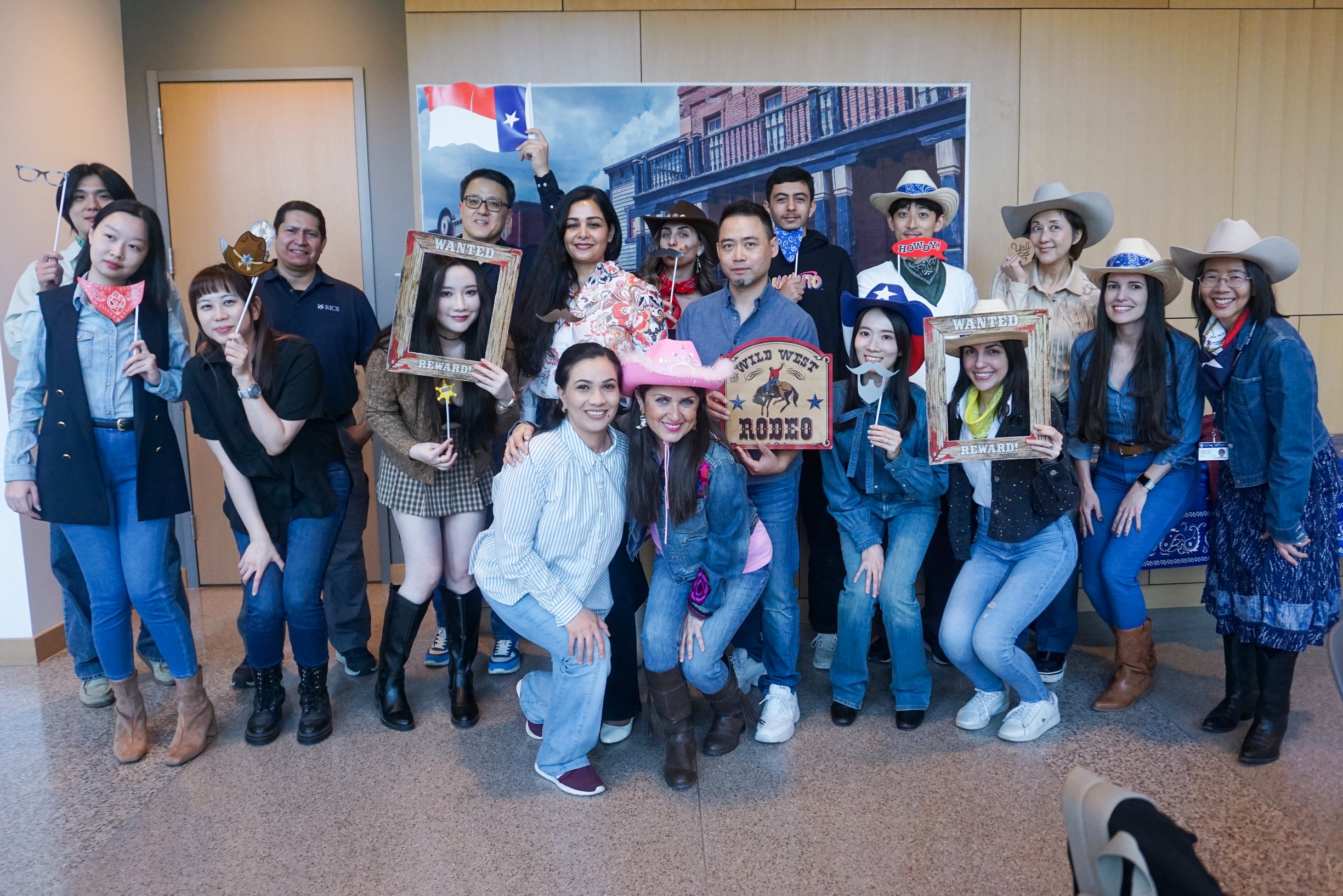 international college students in western wear