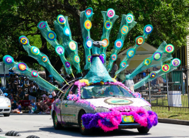 car decorated like a peacock