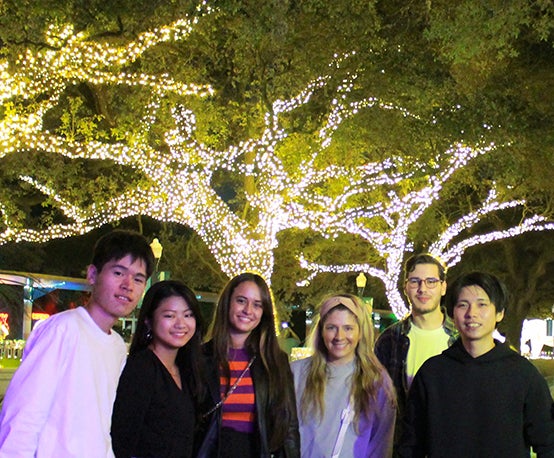 students at the Houston Zoo Lights