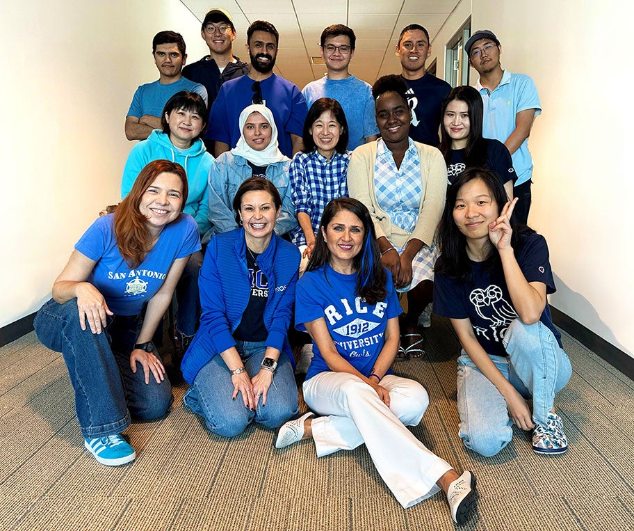students wearing Rice University tshirts