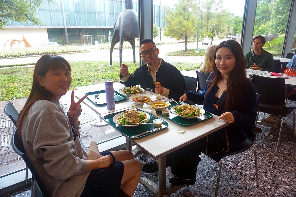 students eating lunch inside a restaurant
