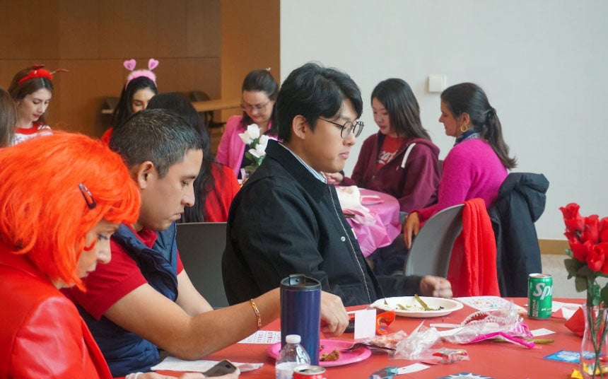 students playing bingo