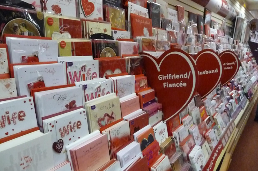 valentine's day cards at store