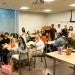 group of adult international students at a party
